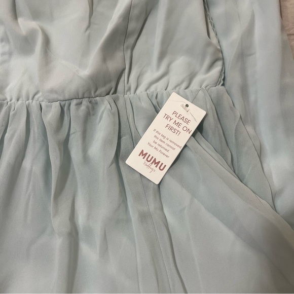 Show Me Your MuMu Women’s Maxi Flutter Strap Sleeves Bridesmaid Dress Size Large - Picture 3 of 12